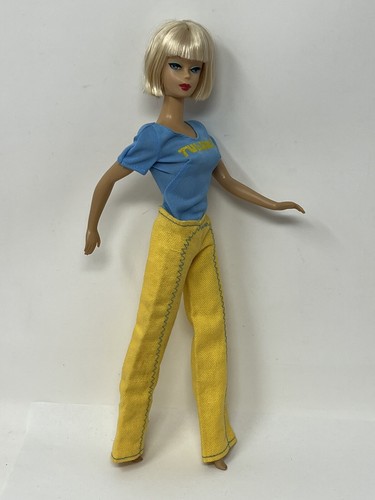 Vintage Barbie Clone Clothes Tuesday Taylor Doll Outfit Yellow Pants Blue Top - Picture 9 of 14