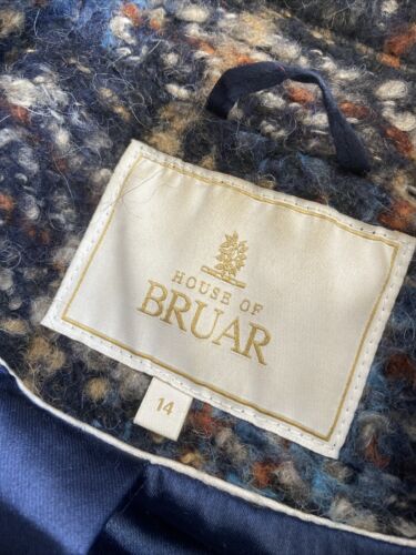 Cappotto donna House of Bruar tweed taglia 14 blu misto lana alpaca bottoni colletto - Foto 7 di 8
