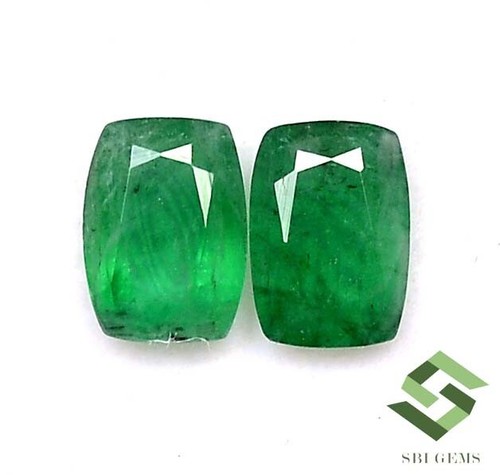 7x5 mm Certified Natural Emerald Cushion Cut Pair 1.52 CTS Untreated Loose Gems - Foto 1 di 6