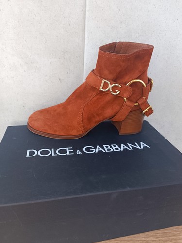 Dolce Gabbana Nuevos Botines Tacón Correa Botas Gamuza Correas Marrón Claro 39 - Imagen 14 de 24