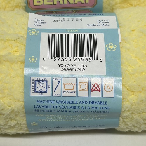 Bernat Lu Lu Yarn - Yo Yo Yellow 36615 Lot 183784 ~ 1.75oz Nylon Skein Lot Of 3 - Bild 3 von 4