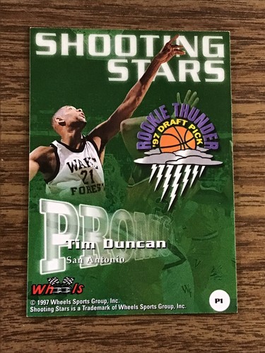 TIM DUNCAN 1997-98 Wheels ROOKIE THUNDER SHOOTING STARS! SPURS - Picture 2 of 2