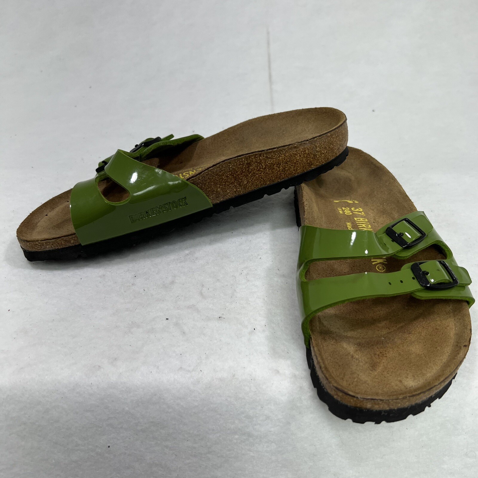 Birkenstock Ibiza Green Double Strap Leather Sandals Slides Size 37 / 6 US  | eBay