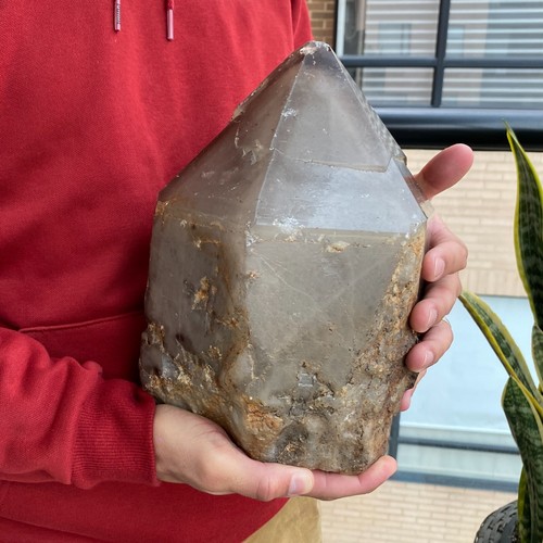 NATURAL LARGE SMOKY CRYSTAL QUARTZ POINT NOT POLISHED COLOMBIA 17LB UNIQUE PIECE - Picture 20 of 22
