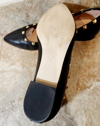 French Sole | Classic Black Leather Gold Studded Ballet Flats Shoes Size 9 B ✨ - Picture 9 of 12