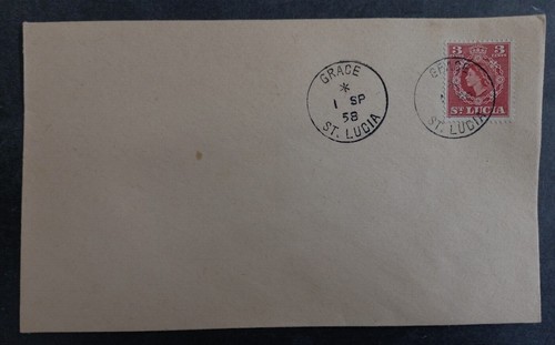 1958 St Lucia Cover ties 3c QE2 Portrait Stamp cd Grace  - Picture 1 of 2
