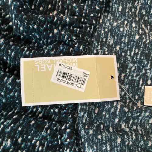 NWT Michael Kors Shirt Womens Sz M Blue Black Off The Shoulder Ruffle Blouse - Picture 8 of 12