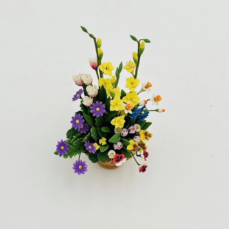 Flores artesanales en miniatura para casa de muñecas en maceta de cerámica pintadas a mano RARAS Foto 4 de 4