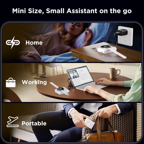 New Wireless Magnetic Charger Fr Samsung Galaxy Watch 5/5 Pro/4/3/Active 2 White - Picture 3 of 12