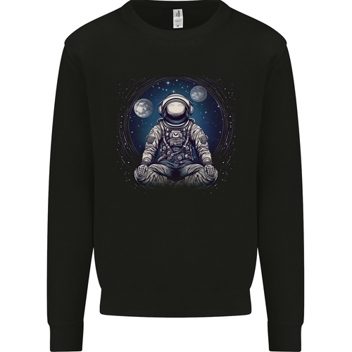 Meditating Astronaut Yoga Space Planets Kids Sweatshirt Jumper
