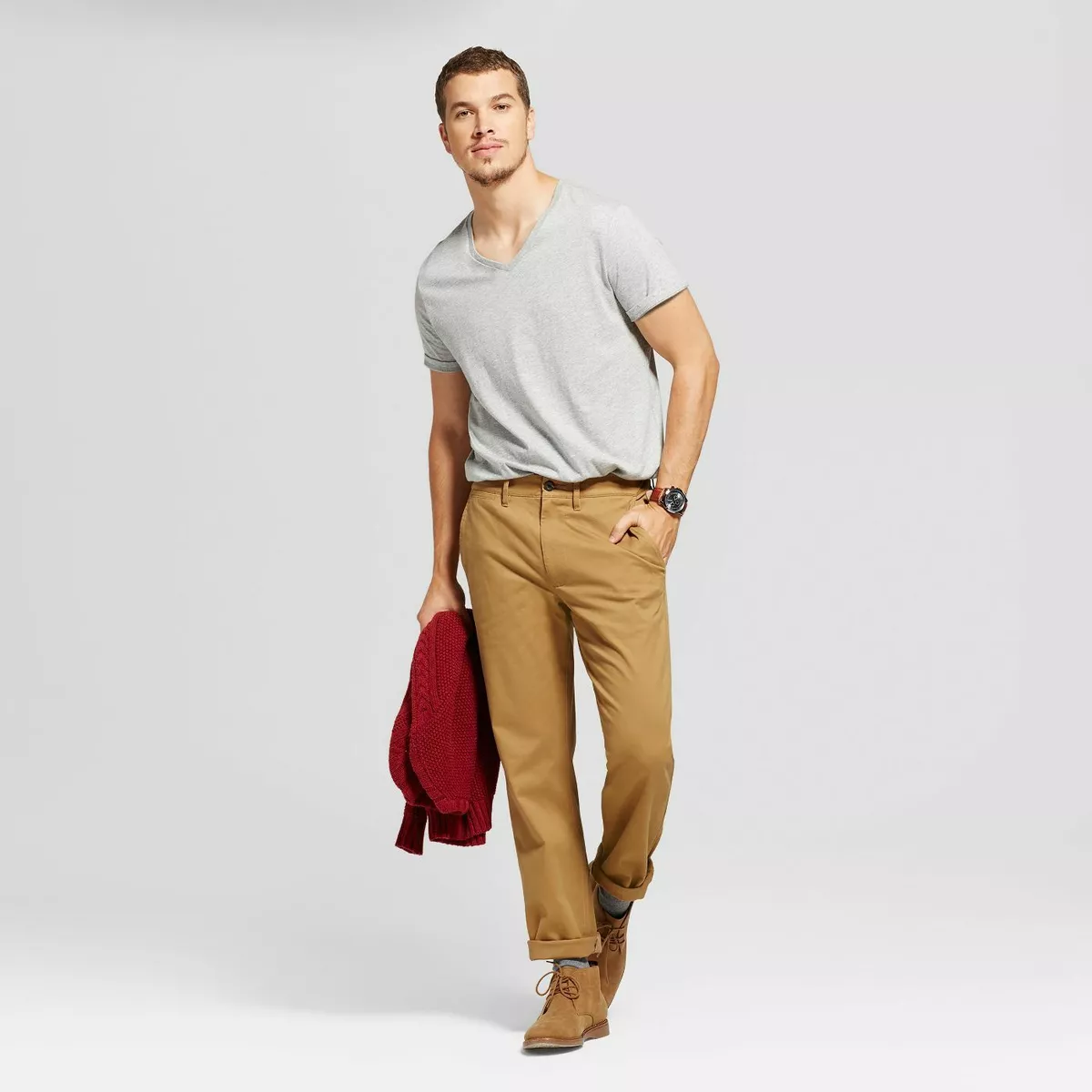 Men's Straight Fit Hennepin Chino Pants - Goodfellow & Co Light Brown 34 x  34