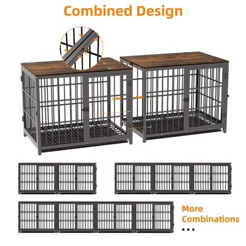 2 in1 Spliced Dog Crate Pet Cage Kennel Side End Table Wooden Top Indestructible - Picture 10 of 22