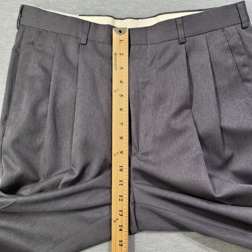 Haggar Pants Mens 34x32 Gray Classic Microfiber Gab Straight Pleated Cuffed NWT - Bild 9 von 12