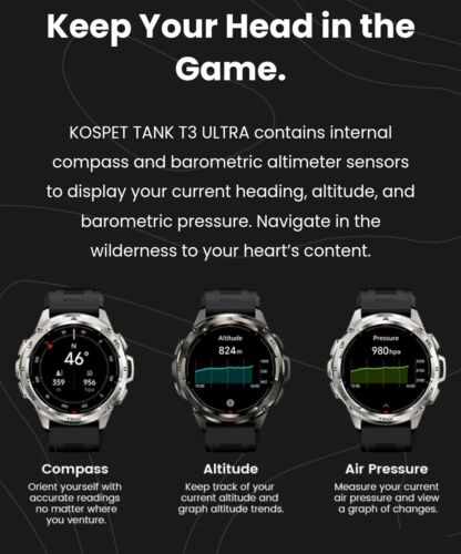 KOSPET TANK T3 Ultra GPS NEGRO Reloj Inteligente 470mAh 50M Pantalla AMOLED I... - Imagen 12 de 15