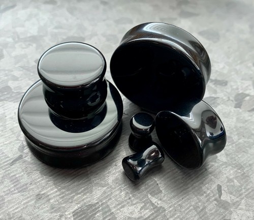 PAIR Flat Glass Double Flare Plugs Gauges Earlets Body Jewelry  - Picture 4 of 18