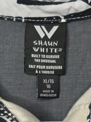 Shaun White Jungen XL 16 Kurzarm Knopfleiste große Streifen blau creme Skateboard - Bild 4 von 7