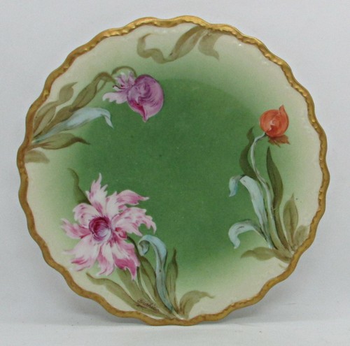 LRL Limoges Hand Painted Salad Plate - Shaggy Tulips - Signed Brahic (?) - Picture 1 of 7