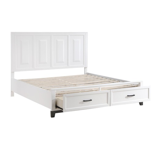 NEW Modern White Queen King 4PC Bedroom Set Rustic Furniture Platform Bed/D/M/N - Picture 31 of 39