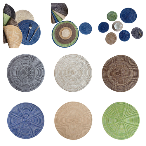4 Pieces Woven Cup Wad Coasters Circular Table Mats Heat Insulation Placemat Set - Picture 1 of 12