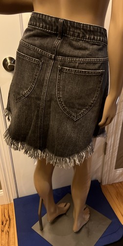 FREE PEOPLE WE THE FREE Women’s Skirt Bailey Fringe Mini Jean Sz 31 Black NWT - Picture 2 of 18