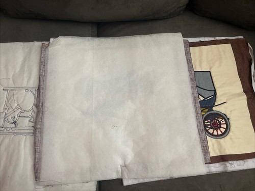 3 paneles vintage motores vehículos tela 12"x14,5" cada uno, sin acabar - Imagen 6 de 6