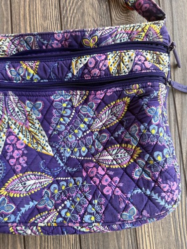 Vera Bradley Quilted Crossbody Bag In Purple Floral Pattern With Adjustable Stra - Picture 5 of 6
