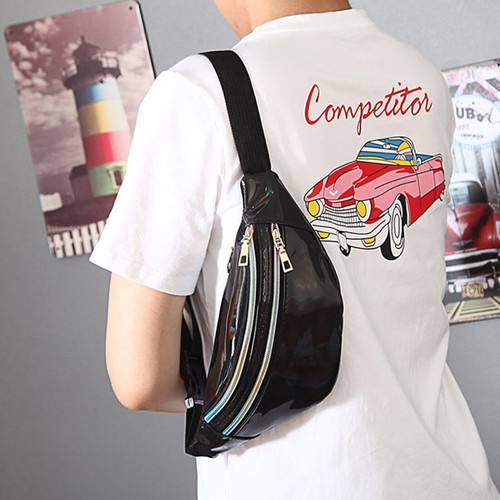 Women's Shiny Bum Bag Holographic Fanny Pack Waist Bag Phone Pouch Party Travel - Picture 4 of 56