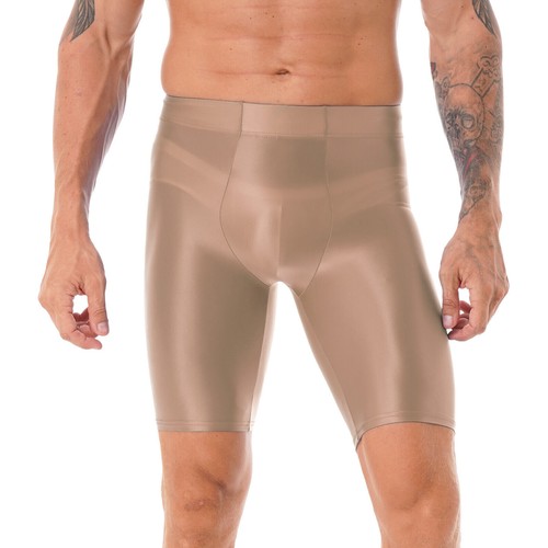Pantaloncini corti uomo a compressione lucidi fondo stretto leggings fondo allenamento - Foto 77 di 121