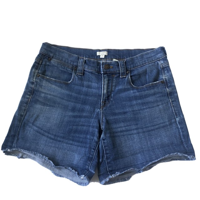 Cutoff Frayed Stretch Denim Jean Shorts 