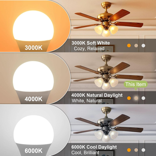 E26 Ceiling Fan Light Bulbs, 4000K Natural Daylight, 60 Watts Equivalent, A15 LE - Picture 3 of 12