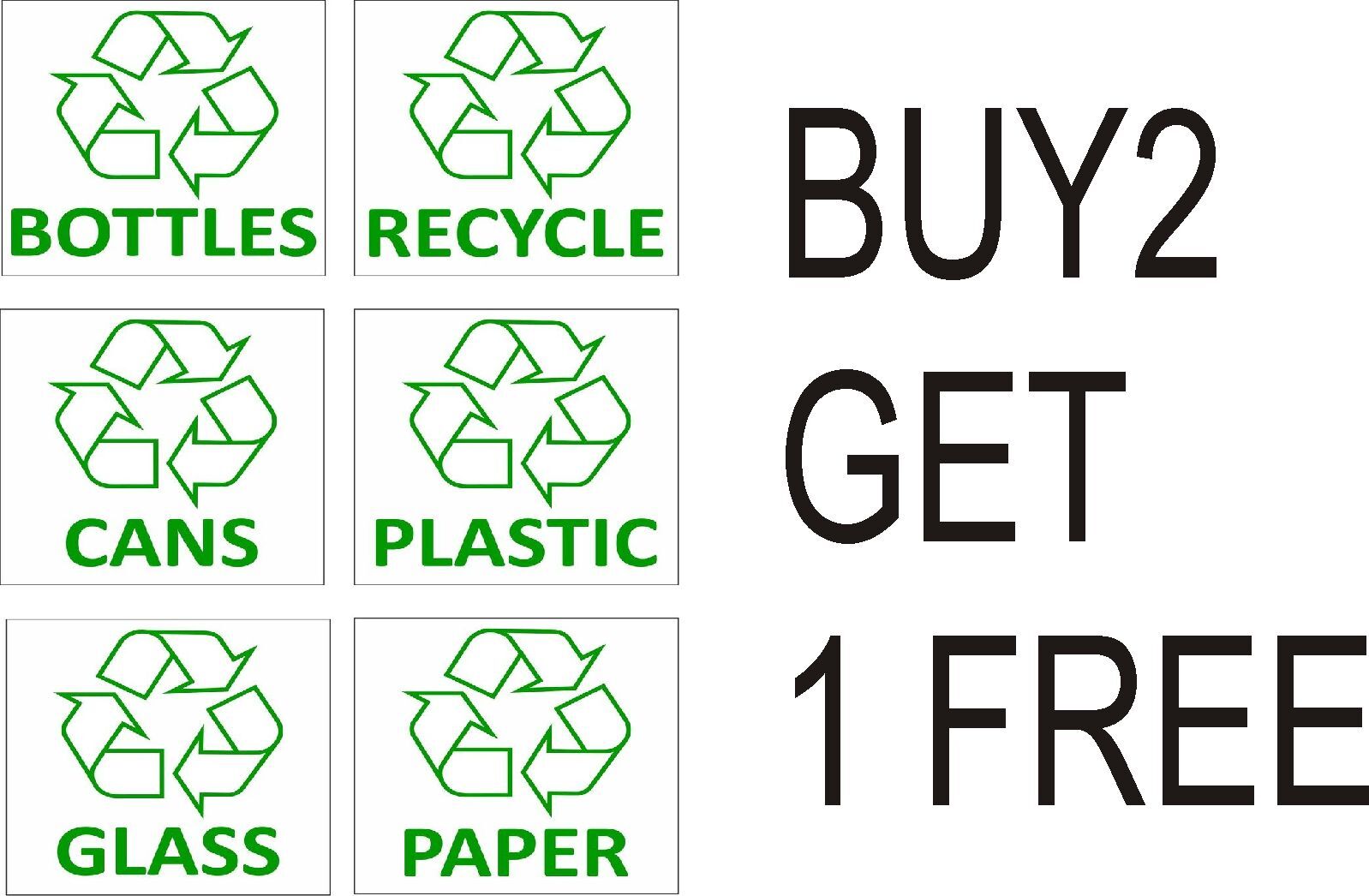 Recycling Bin Stickers Recycle Paper,Plastic,Cans,Bottles.With logo Signs