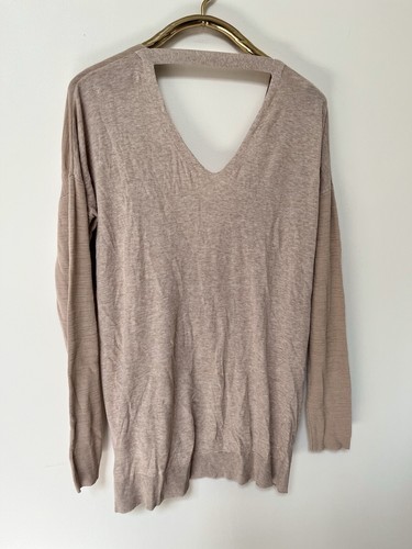 ALLSAINTS Twist Jumper Sweater Womens L Beige Long Sleeve Pullover Cotton - Bild 5 von 7
