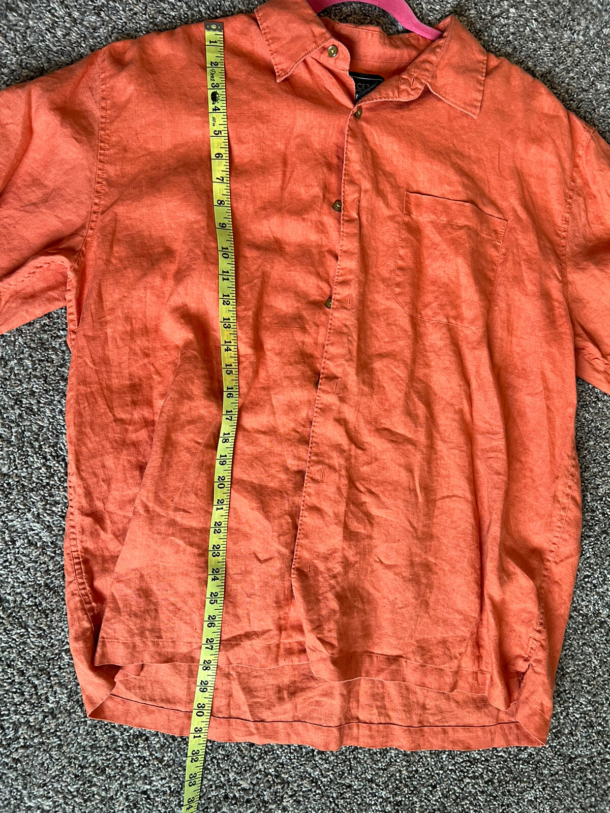 CEZANI mens 100 Solid Burnt Orange Button Down Short… Gem