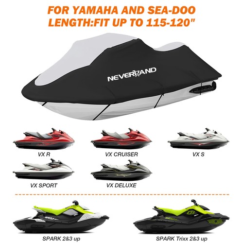 NEVERLAND PWC Jet Ski Cover for Yamaha Sea-Doo Kawasaki 2 3 Seater Black/Silver - Bild 5 von 17