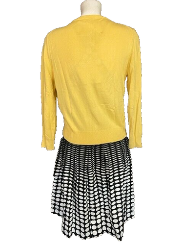 Calvin Klein Graduated Black Polkadot Sundress Women's SZ 6 & Yellow Cardigan - Picture 7 of 8
