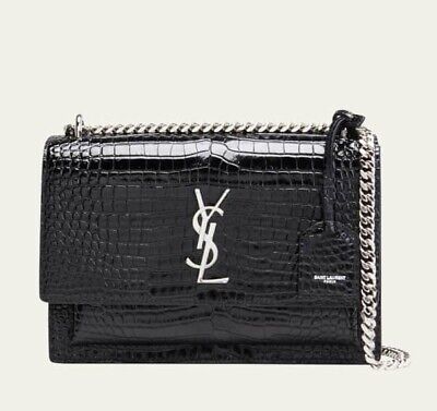 Saint Laurent Sunset in Black Croc with silver h w comes with full packaging eBay