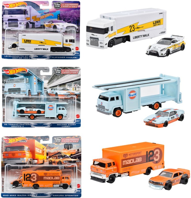 Hot Wheels Team Transport - Nissan 35GT-RR | Gruppo 4 | Mazda RX3