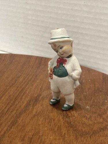 Antique Old Little Boy Man Nodder Toy Doll Germany German All Bisque W/ Poppy - Picture 2 of 6