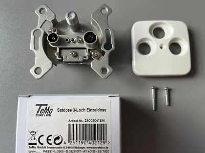 TV SAT DOSE Antennendose 3-fach + BJ Abdeckung 1743-03-214 Reflex SI alpinweiss