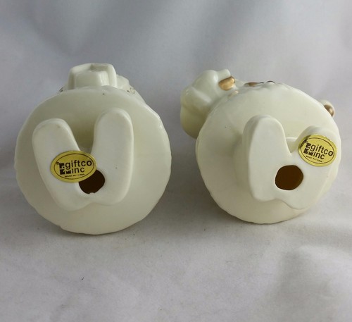 SANTA PAIR White Porcelain w/ Gold Ornaments NIB/OLD Stock Giftco,Inc. Orig. Box - Picture 5 of 6