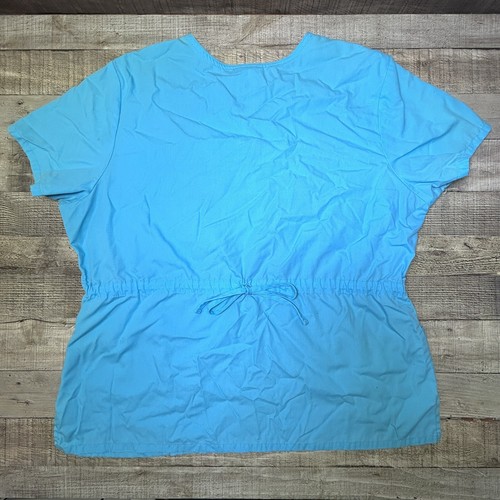 SB Scrubs Women Scrubs Top XL Turquoise Back Tie Pockets Short Sleeve V Neck - Picture 6 of 8