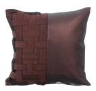 Cushion Case Brown 16"x16", Room Decor Silk Matte Leather - Brown N Half
