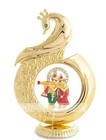 Golden Peacock Shape Radha Krishna Idol For Car Dashboard Home Office Decor