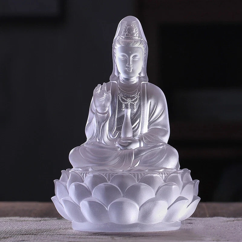 Métodos Chinos Consagrados por el Tiempo Color Esmaltado Loto Guanyin Decoración Estatua de Buda Foto 3 de 4