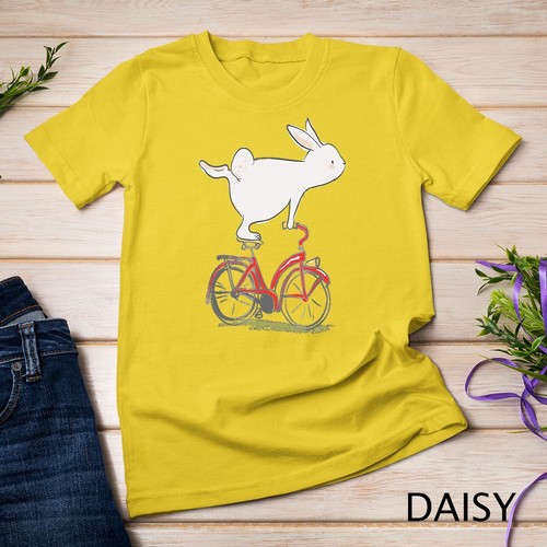 Cute Bunny Rabbit On Bike, Cycling, Bicycle T-Shirt & Gift Unisex T-shirt - Picture 2 of 15