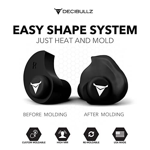 Tapones para los oídos moldeados personalizados Decibullz, 31 dB NRR más alto, cómoda protección auditiva - Imagen 7 de 7