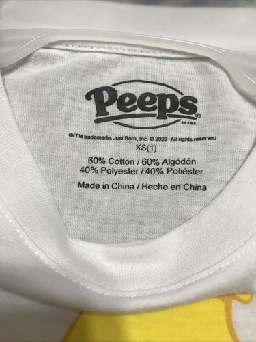 NEW♈Junior's LICENSED SS Tee shirt by PEEPS size XS (1)~White Peepin it real - Picture 3 of 5