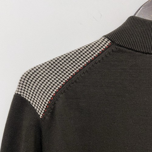 Carolina Herrera NEW Womens M Zip Brown/Beige Cotton Knit Cardigan Bomber Jacket - Picture 8 of 9