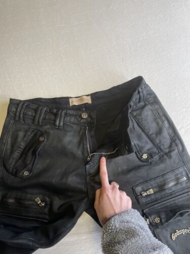 Godspeed Jeans Wax Flare Premium Cargo Pants 34x32 Biker Rocker Rap Hip-Hop EUC! - Picture 13 of 18