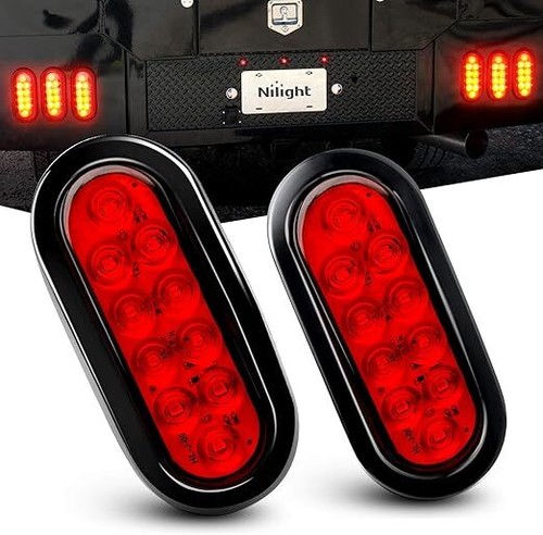 Luces LED traseras rojas ovaladas 2 piezas, impermeables, de freno para remolque para RV camión Jeep - Imagen 7 de 7
